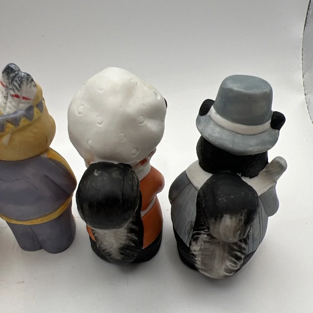 Vintage Brinn's Woodland Animals Thanksgiving Figurines Set of 6 Mice Skunk Bear